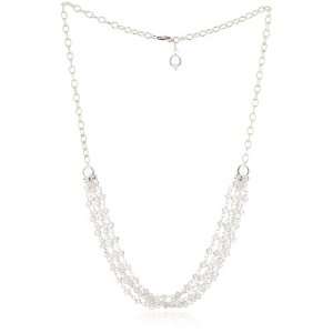  TZEN Layered White Quartz Silver Necklace: Jewelry