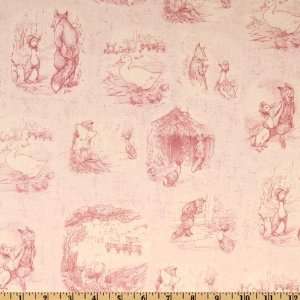  44 Wide Jemima Puddle Duck Toile Pink Fabric By The Yard 
