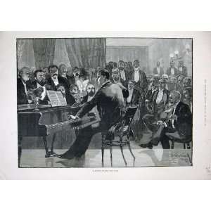  1887 Men Meeting Lyric Club Music Piano Woodville Art 