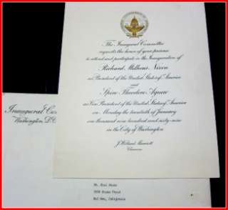   President Nixon Agnew Inauguration Invitation 1969 orig SEAL, Lucille