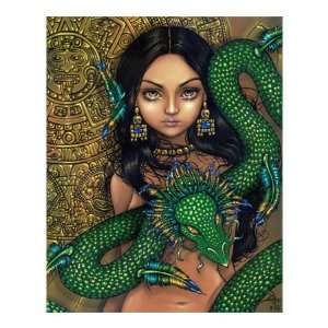  Aztec /Mayan Art Priestess of Quetzalcoatl Stretched 