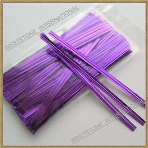  100pcs 4 Metallic Purple Twist Ties: Office Products