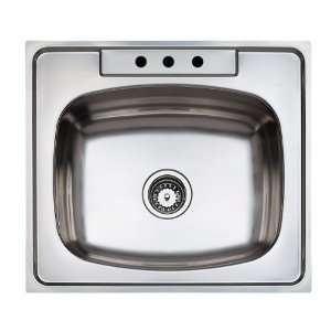 TEKA Stainless Steel 25 inch Top Mount Single Bowl 3 Hole Kitchen Sink 