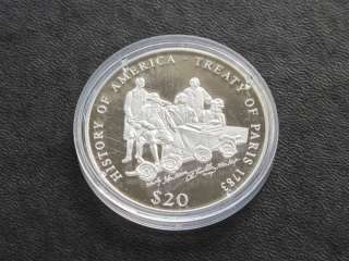 TREATY OF PARIS REPUBLIC OF LIBERIA $20 SILVER COIN  