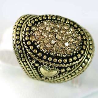 r7768 Size 8 Bronze Copper Carved Link Scream Gemstone CZ Ring Fashion 