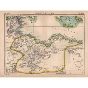  1884 Antique Map of Tripoli & Tunis from Encyclopedia 