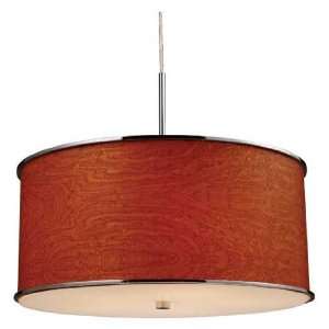 Fabrique 5 Light Drum Pendant In Polished Chrome And Wood Grain Styled 