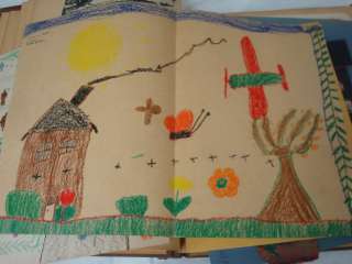   scrapbook childrens art Iowa ephemera art 20s 30s drawings paper