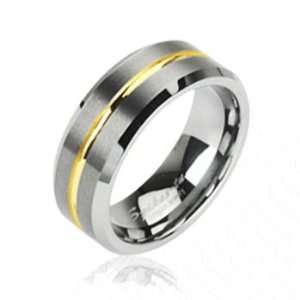  Tungsten carbine ring with gold striped center, 12 