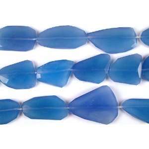  Blue Chalcedony Faceted Flat Tumbles   