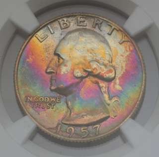   Washington Quarter NGC Proof Details AT ~Monster Rainbow Toning ~Toned