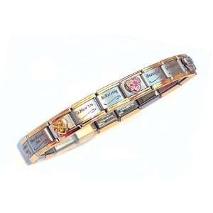    Special Grandmother Gold Edge Italian Charm Bracelet: Jewelry