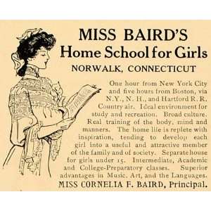  1913 Ad Miss Bairds Home School Girls Norwalk Conn 