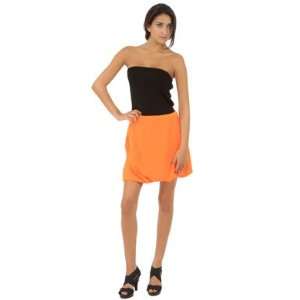 Neon Orange Bubble Silk Skirt