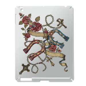  iPad 2 Case Silver of Horseshoes Roses and Crosses 