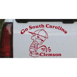 Red 6in X 8.4in    Go South Carolina Pee On Clemson Car Window Wall 