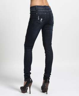 MOGAN Heavy Destroyed Dark Washed SKINNY JEANS LowRise Ripped Pencil 