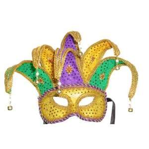  Mardi Gras Jester Half Mask: Home & Kitchen