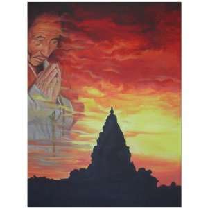  Blessing Temple Painting~Bali Handmade Art~Acrylic~New 