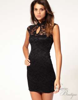  Lace Collar Bodycon Cocktail Party Dress 6 8 10 12  