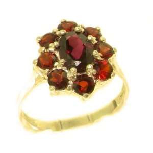 Luxury Ladies Solid Yellow Gold Natural AAA Grade Garnet Cluster Ring 