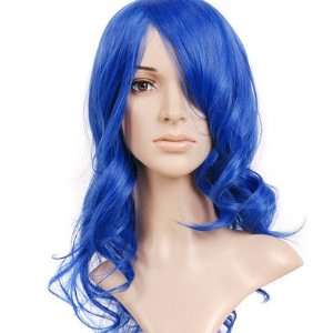   Blue Curly Medium Length Anime Costume Cosplay Wig: Toys & Games