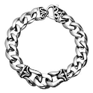   Bracelet With Triple Link Detail In Middle   Size 8.5 Inches Long
