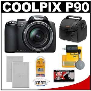 Nikon Coolpix P90 24x Optical Zoom Digital Camera + 2 EN EL5 Batteries 