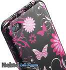 NEW PINK BLACK BUTTERFLY FLOWER HARD CASE COVER FOR APPLE iPHONE 4S 4 