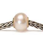 Authentic Trollbeads White Pearl with Gold