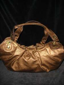 Great Looking Relic Hobo Handbag, Bronze Vinyl w/ Flowers, Brand New w 