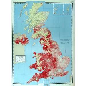   Map Britain Ireland 1963 Premanent Grass Crops Fodder