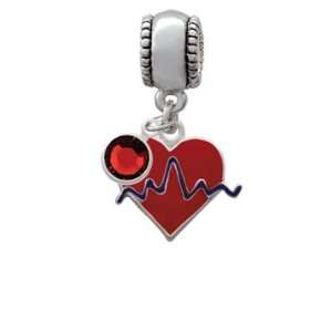  Red Heart with Rhythm Line European Charm Bead Hanger with 