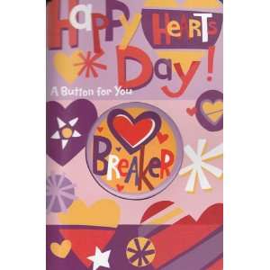  Greeting Card Valentines Day Happy Hearts Day a Button 