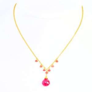  Sterling Silver & Vermeil Ruby Necklace 16 Jewelry