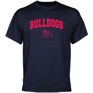  Fresno State Bulldogs Navy Blue Logo Arch T shirt: Sports 