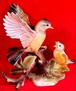 Vintage Majolica Bird and Baby Figurine Statuette Mark  