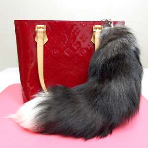 Natural Black Fur Fox Tail Key Chain Jean Bag Charm  