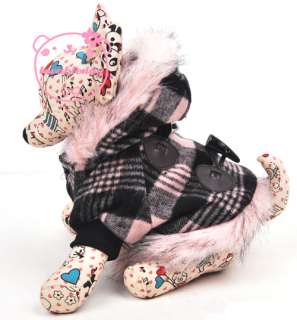   Warm Winter horn button jacket Dog Clothes Apparel S M L XL  
