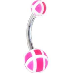  Pink Patchwork Belly Button Ring Jewelry