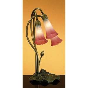  16H Pink/White Pond Lily 3 Light Accent Lamp