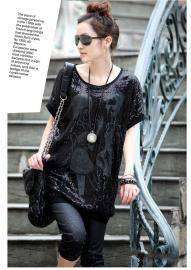 Womens shiny sequin causal loose tops T shirt Tee  