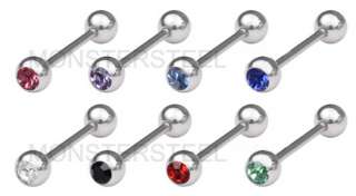 LOT of 8 Jeweled Tongue Ring Barbell Wholesale SET Stud  