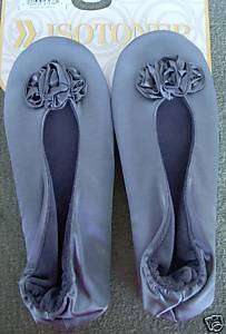 Isotoner Rosette Ballet Style Slippers Ladies SMOKE  
