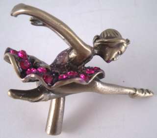 Pewter Pink Dress Ballerina Jewelry Ring Holder Stand  