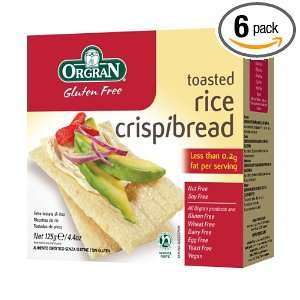 Orgran Toasted Rice Crispbread, 4.4 Ounce Boxes (Pack of 6)  