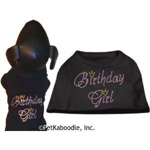   Black w/ Pink Rhinestones Birthday Girl Tee Shirt for Dogs X Large