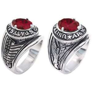   Rhodium Silver United States Army Armed Services Ring (14): Jewelry