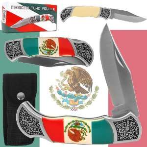  Best Quality WhetstoneT 4.25 Inch Mexican Flag Folding Pocket Knife 