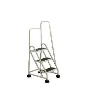    Step Ladder 3 Steps with Right Handrail 27 inch High Top Step, Beige